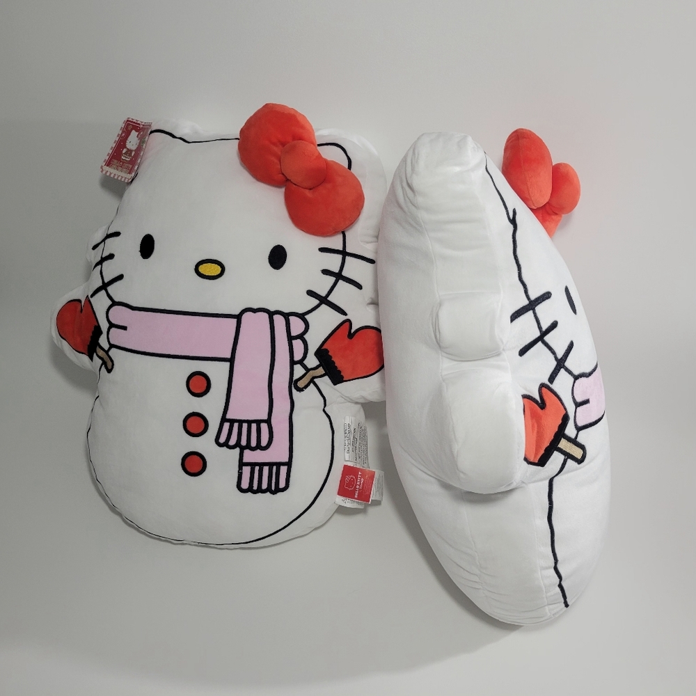 2 New Large Hello Kitty Festive Snowman Pillows - Picture 10 of 13